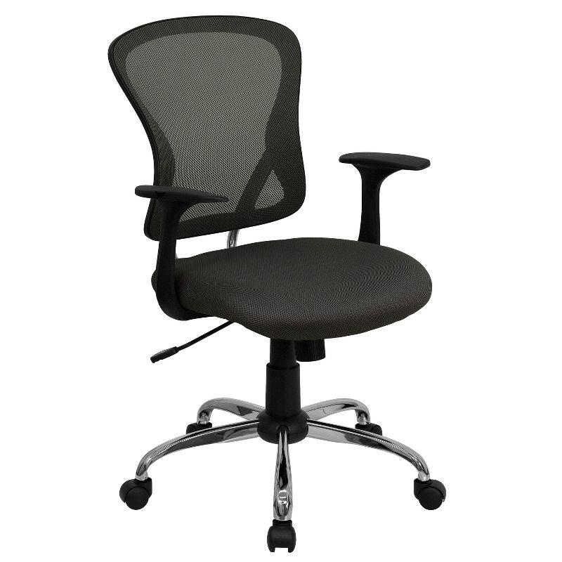 Modern Dark Gray Mesh Swivel Task Chair with Chrome Base