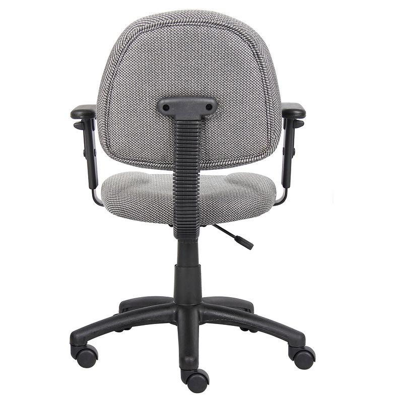 Deluxe Gray Fabric Task Chair with Adjustable Arms and Swivel Base