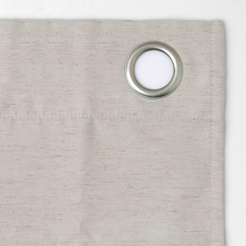 Pearl Greige Blackout Linen Blend Grommet Drapes