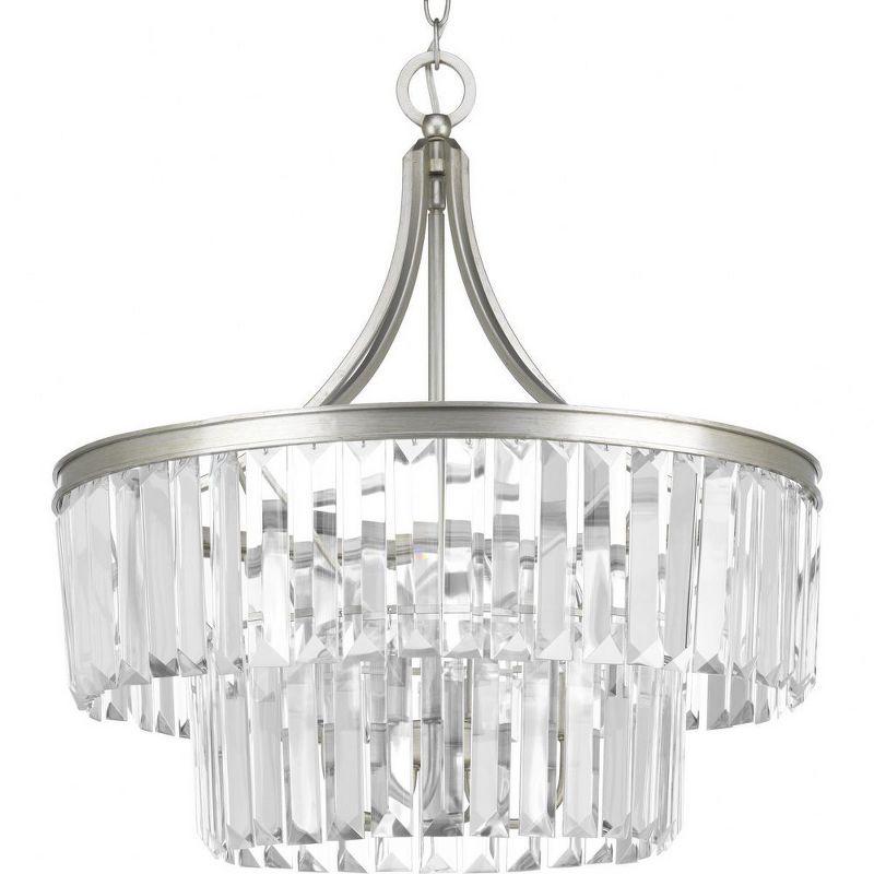 Silver Ridge Prismatic Glass 5-Light Bronze Drum Pendant