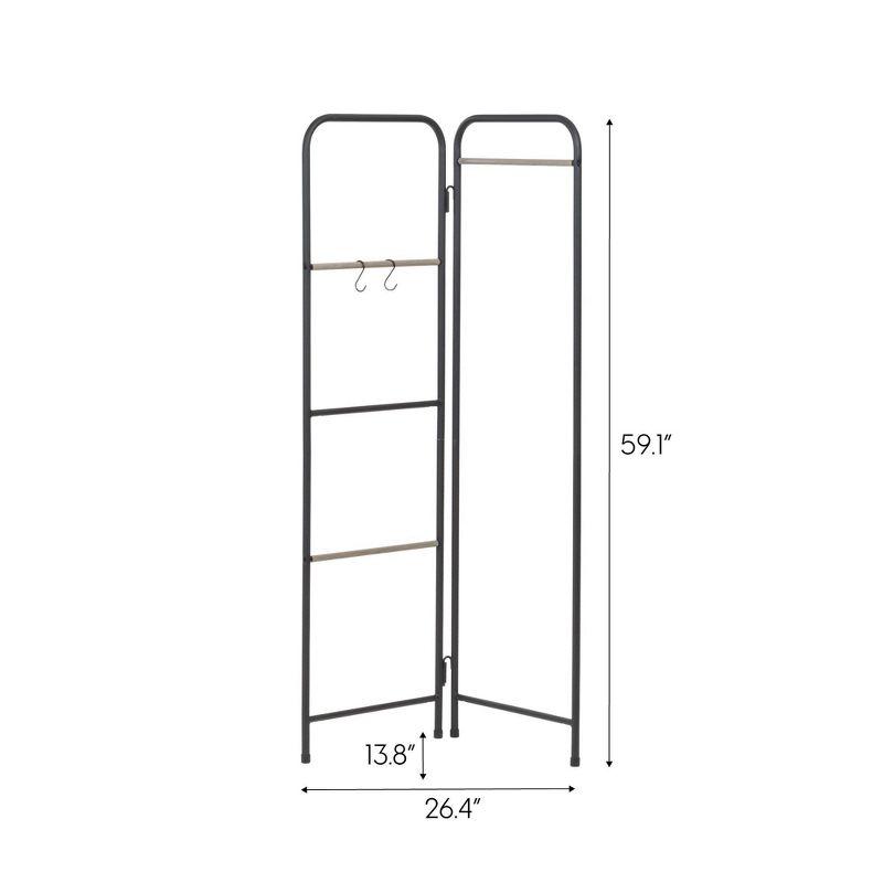 Black Metal Foldable Garment Rack with Hooks