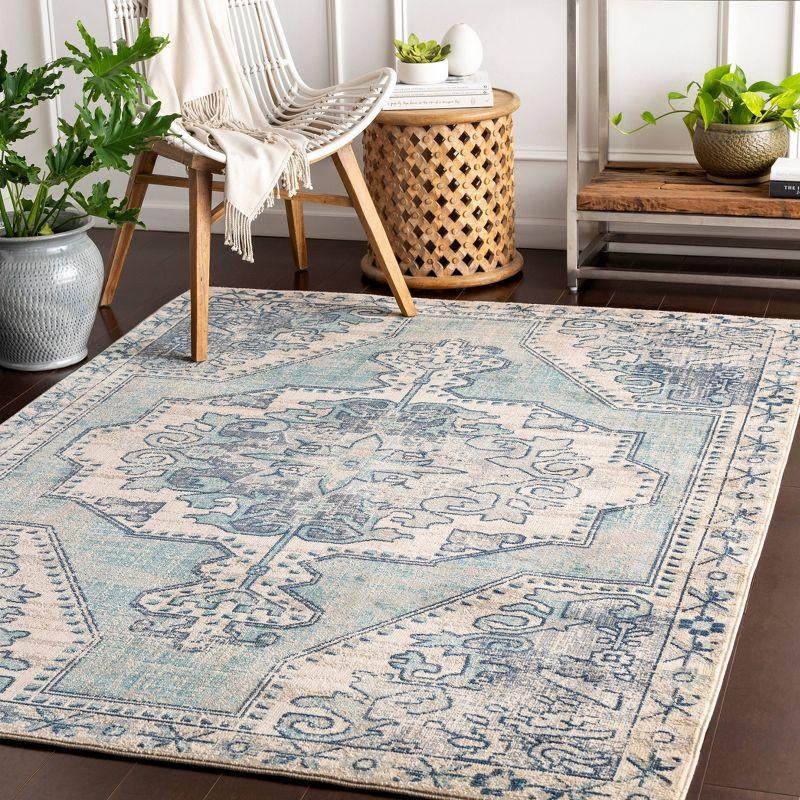 Livabliss 7'10"x9'11" Thatch Traditional Rug Blue: Medium Pile, Fade & Stain-Resistant, Indoor Use