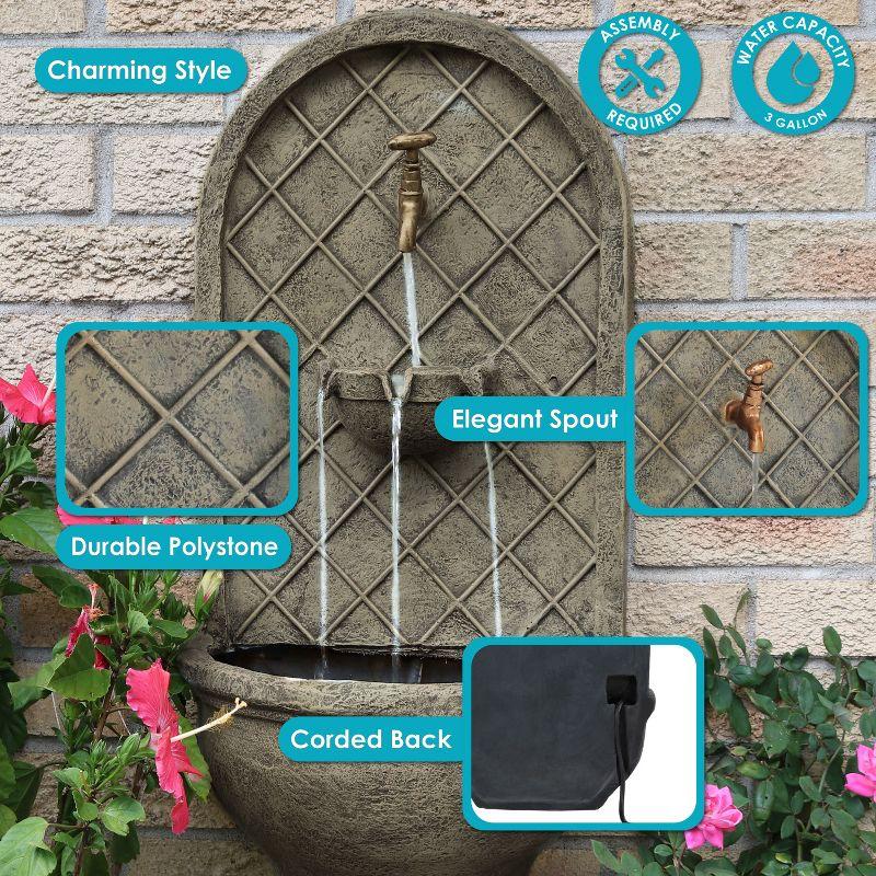 Sunnydaze 26"H Electric Polystone Messina Outdoor Wall-Mount Water Fountain