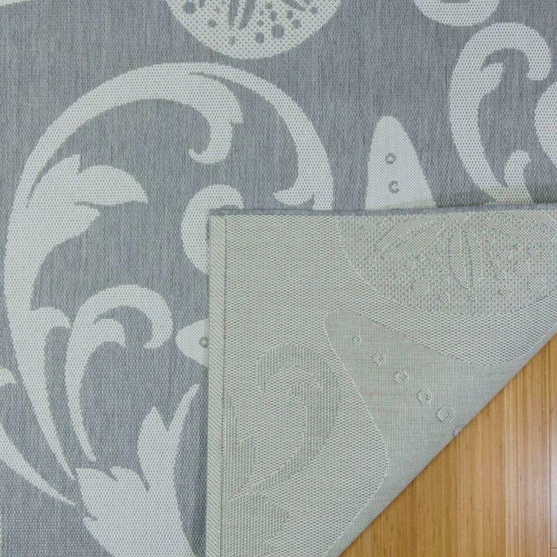 Gertmenian Paseo Canoa Gray Nautical Sea Life Indoor/Outdoor Flatweave Area Rug