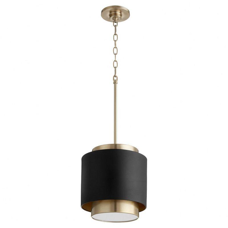 Noir Aged Brass 11" Drum Pendant with Acrylic Diffuser