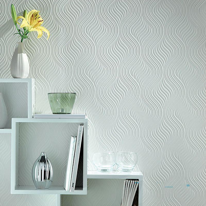 White Embossed Paintable Geometric Wallpaper Roll