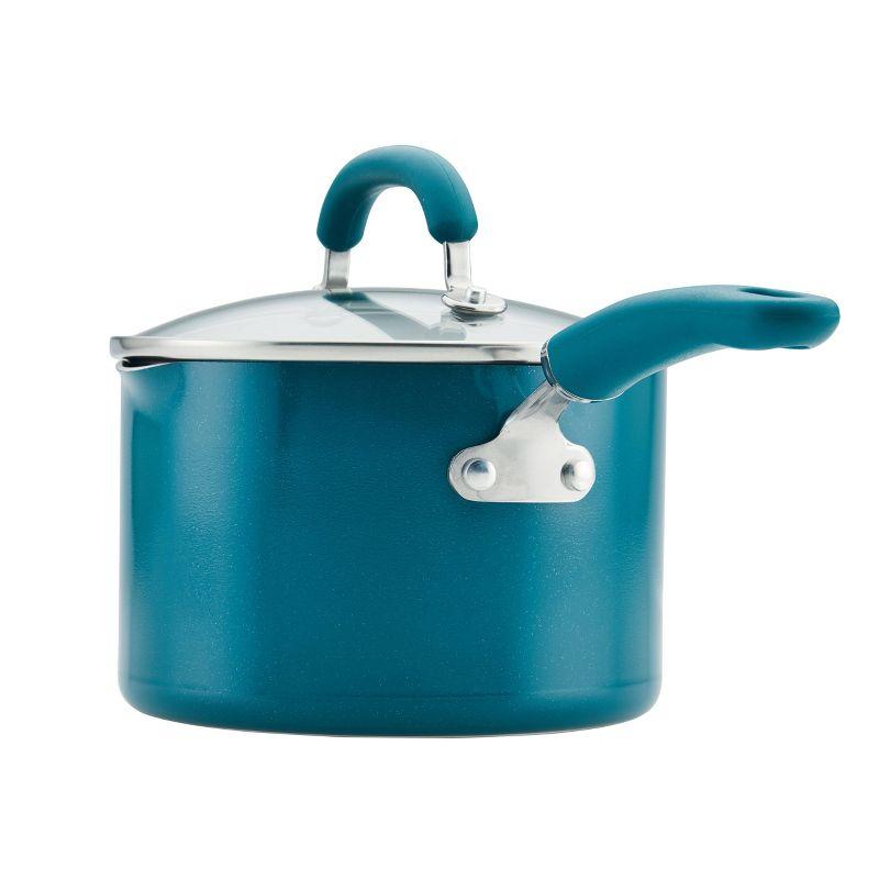 Rachael Ray Create Delicious 2qt Aluminum Covered Straining Saucepan Teal: Nonstick, Induction & Oven-Safe, Dishwasher-Safe