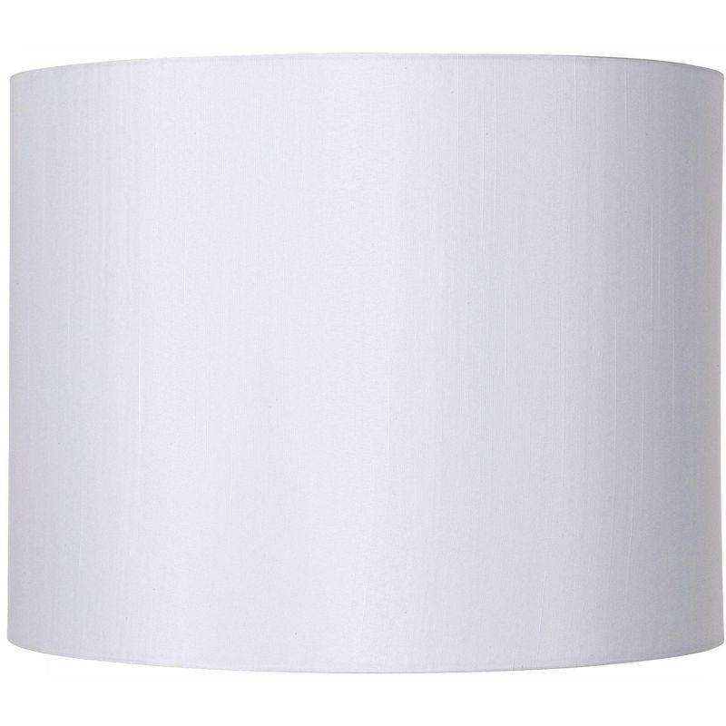 Springcrest White Hardback Medium Drum Lamp Shade 14" Top x 14" Bottom x 11" High (Spider) Replacement with Harp and Finial