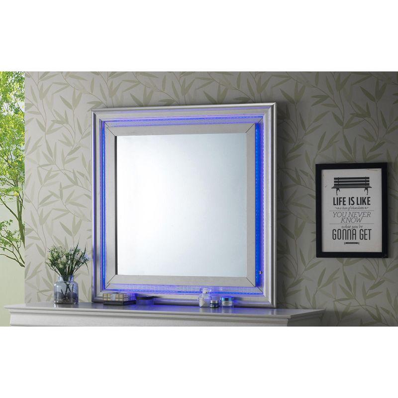 Lorana 38" Modern Square Silver Wood Framed Dresser Mirror