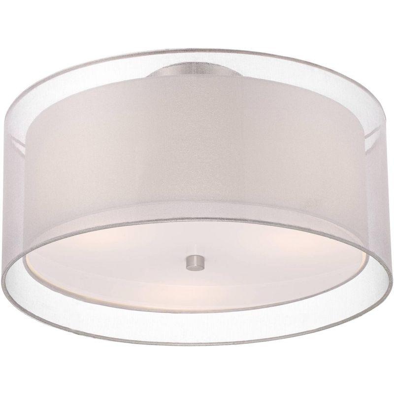 Polished Nickel Double Drum Ceiling Light with Acrylic Diffuser