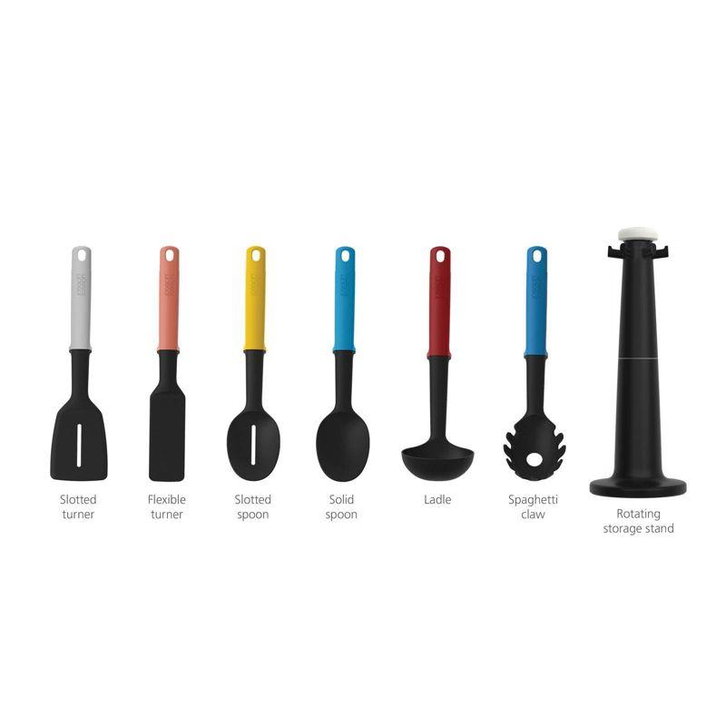 Joseph Joseph Elevate 6pc Stainless Steel Carousel Utensil Set: Silicone & Nylon Kitchen Utensils, Dishwasher-Safe