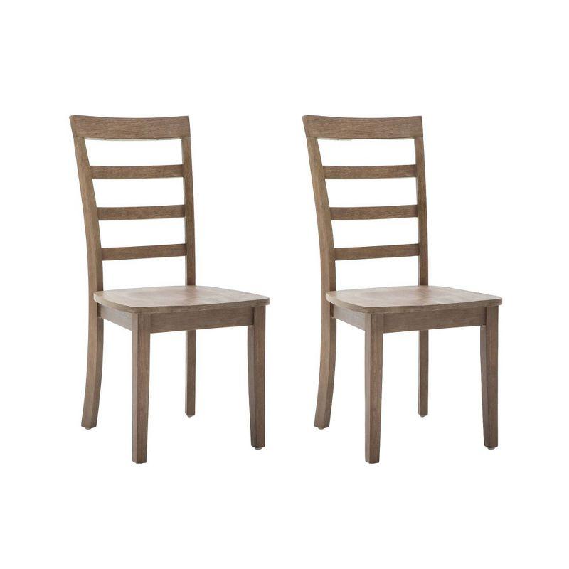 Set of 2 Boulder Dining Side Chairs Barnwood Wire Brush - Boraam: Rubberwood, Farmhouse Style, 300lbs Capacity