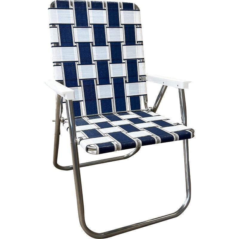 St. Augustine Blue and White Aluminum Webbed Folding Chair