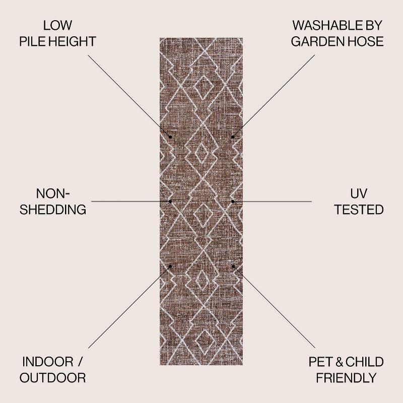 2'x10' Carwa Diamond Trellis Indoor/Outdoor Runner Rug, Brown/Beige - JONATHAN Y