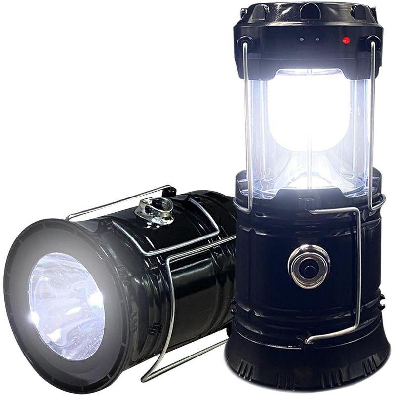Maison Products 2-Pack Collapsible Camping Lantern Solar USB Rechargeable Portable Lightweight Waterproof LED Flashlight Survival Kits