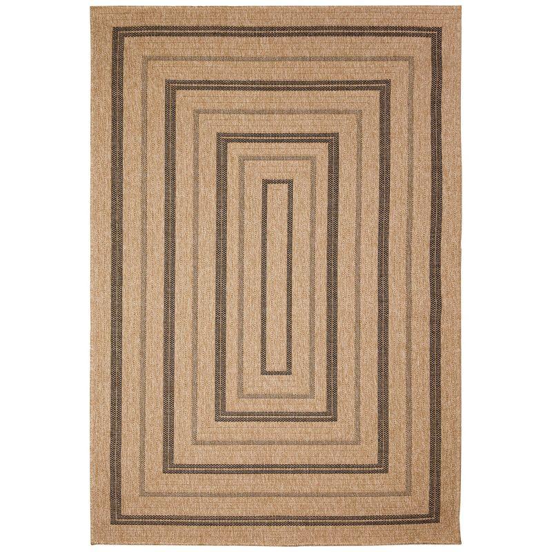 Liora Manne Sahara Multi Border Indoor/Outdoor Rug Natural 6'6" x 9'4"
