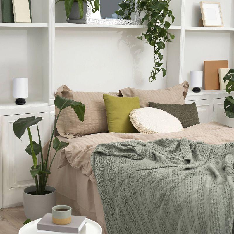 Simple Designs Set of 2 Gemini Mini Touch Table Lamps with Fabric Shades Black