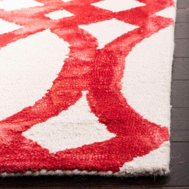 Ivory & Red Hand-Tufted Wool Watercolor 4' x 6' Area Rug