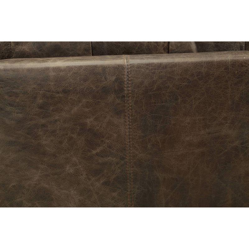 95" Silchester Sofa Distress Chocolate Top Grain Leather and Oak Finish - Acme Furniture