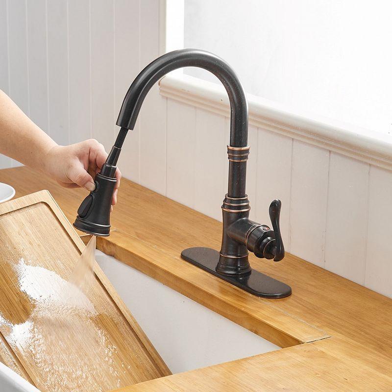 Oil-Rubbed Bronze Pull-Down Kitchen Faucet with Spray