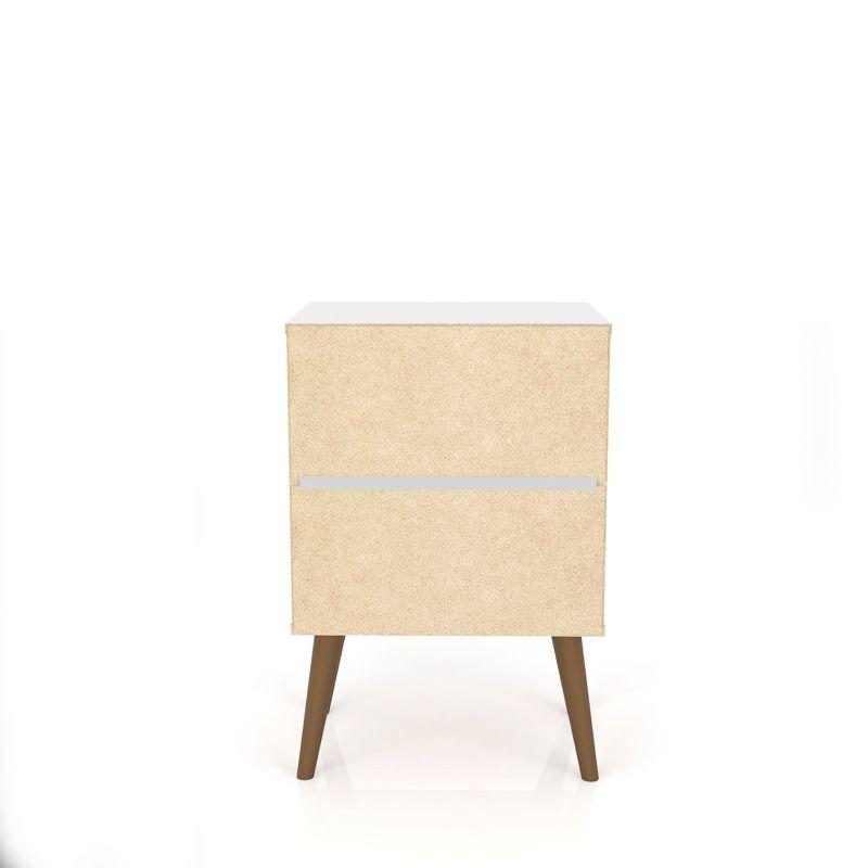 Liberty Mid-Century Modern Rustic Brown Yellow Nightstand with Metal Handles