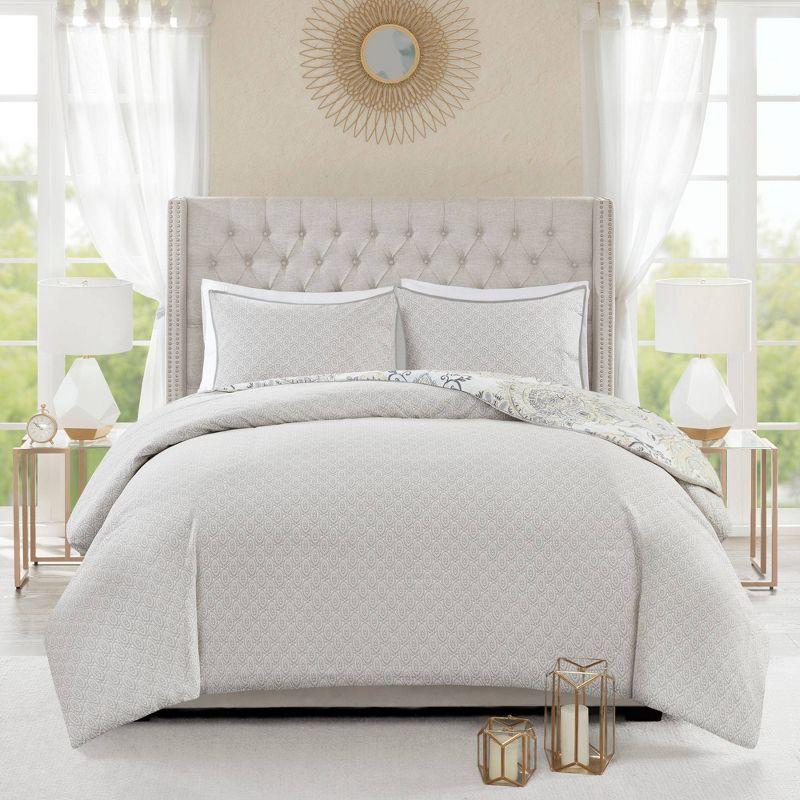Madison Park Isla 3 Piece Reversible Cotton Floral Duvet Set