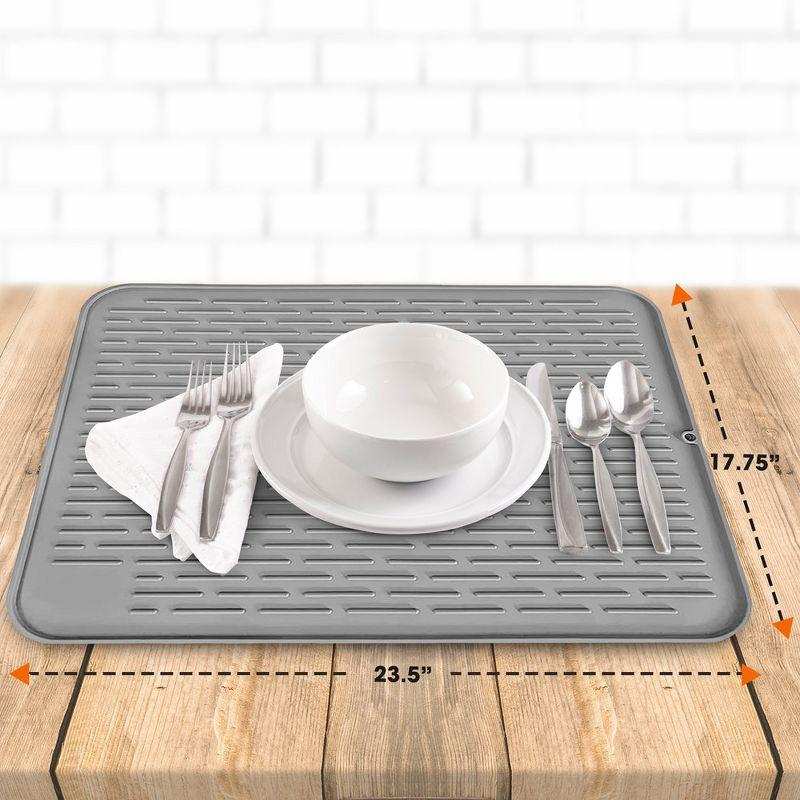 Gray Foldable Silicone Non-Slip Dish Drying Mat