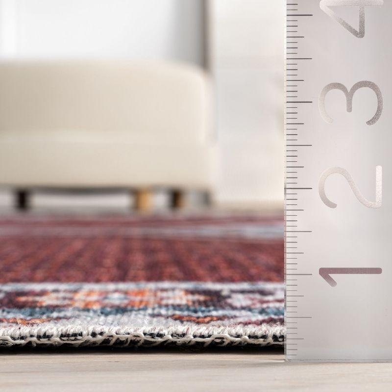 Nuloom Baitadi Geometric Machine Washable Area Rug, 4' x 6', Burgundy