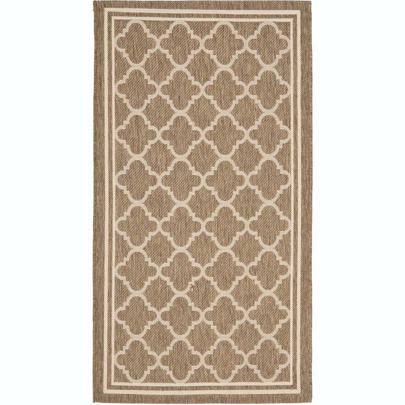 Easy-Care Brown/Bone Synthetic Rectangular Indoor/Outdoor Rug, 4' x 5'7"