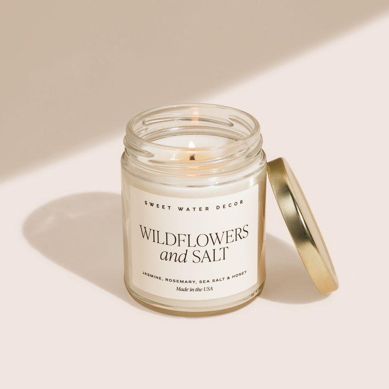 Sweet Water Decor Widlflowers and Salt 9oz Clear Jar Soy Candle