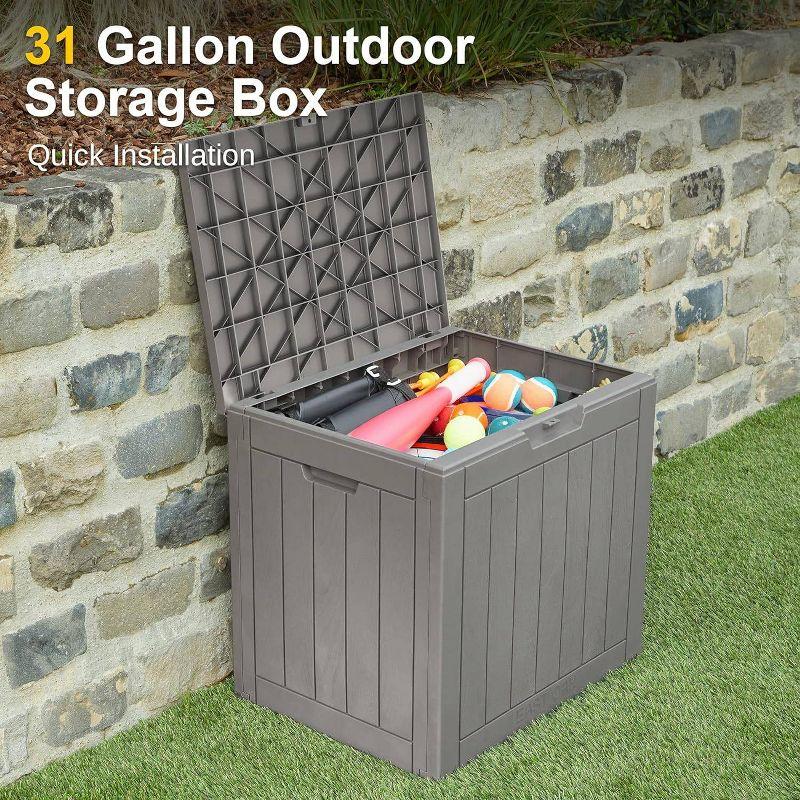 East Oak 31 Gal Selflock Resin Deck Box Deep Gray: Weather-Resistant Storage, Easy Snap Assembly, Lockable