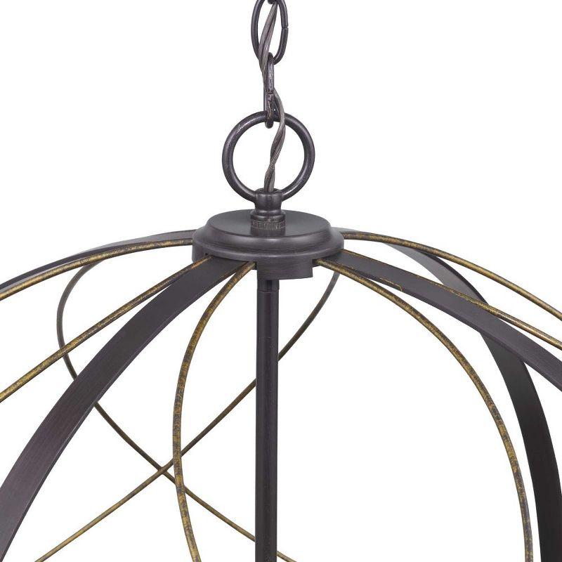 Progress Lighting Brandywine 6-Light Pendant, Antique Bronze, Steel, Farmhouse/Transitional, Hand Gilded Wire Accents