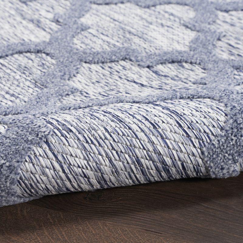 Denim Blue Trellis 5' x 7' Easy-Care Synthetic Area Rug