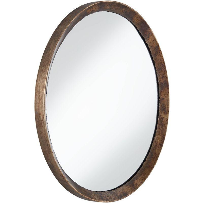 Uttermost Tortin Round Vanity Decorative Wall Mirror Rustic Hammered Jagged Metal Frame 34" Wide for Bathroom Bedroom Living Room Office Home Entryway