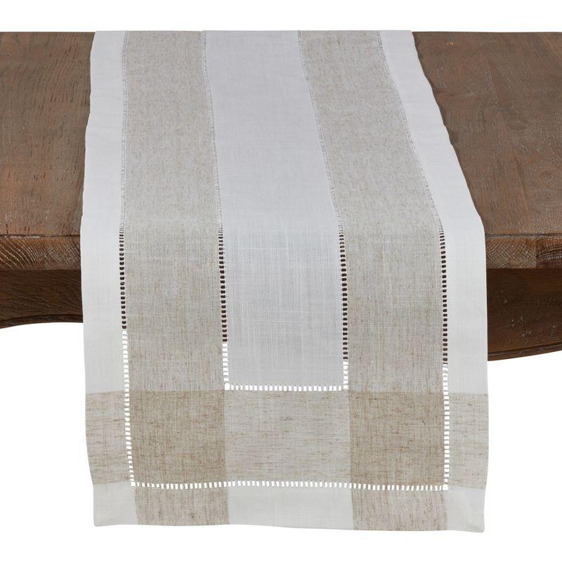 Saro Lifestyle Hemstitch Runner, Ivory, 15" x 70"