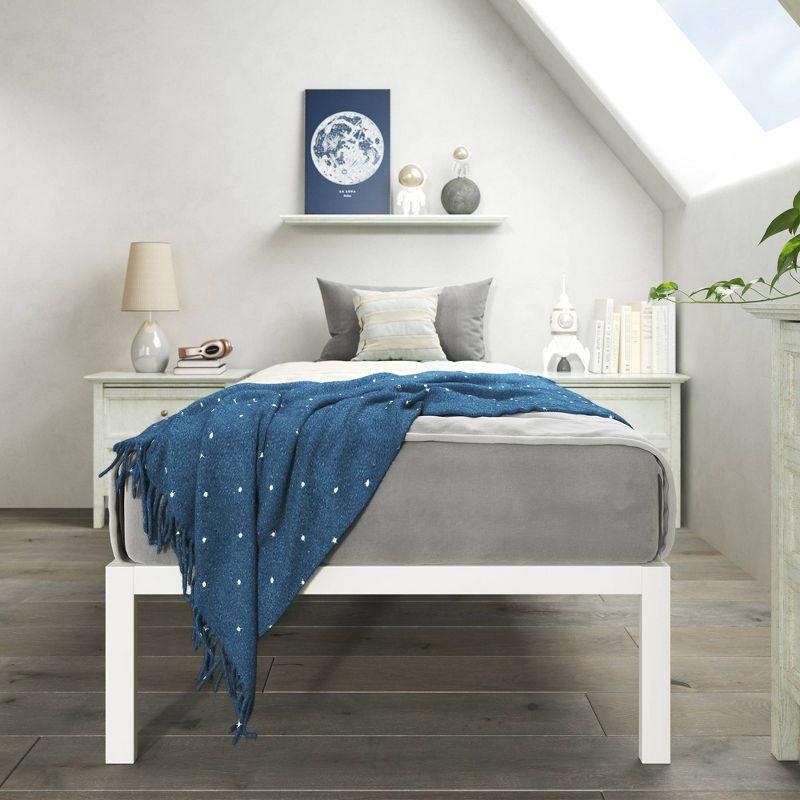 Twin Mia 14" Metal Platform Bed Frame White - Zinus: Steel Support, No Box Spring, Underbed Storage
