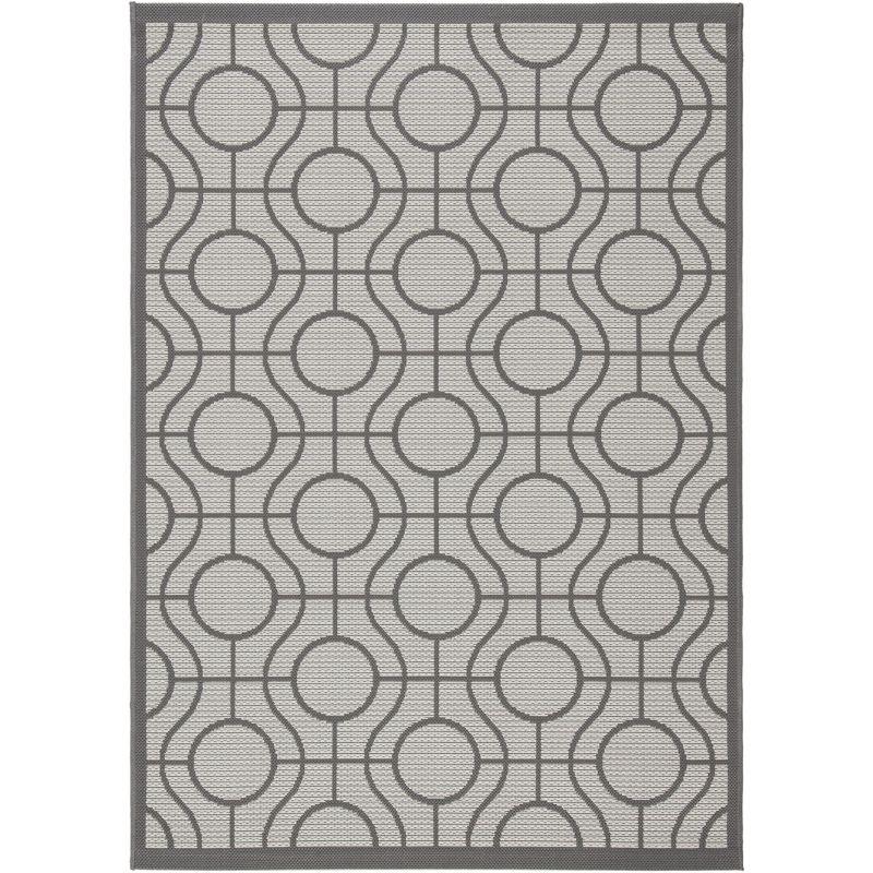 Elegant Reversible Gray Synthetic 4' x 5'7" Indoor/Outdoor Rug