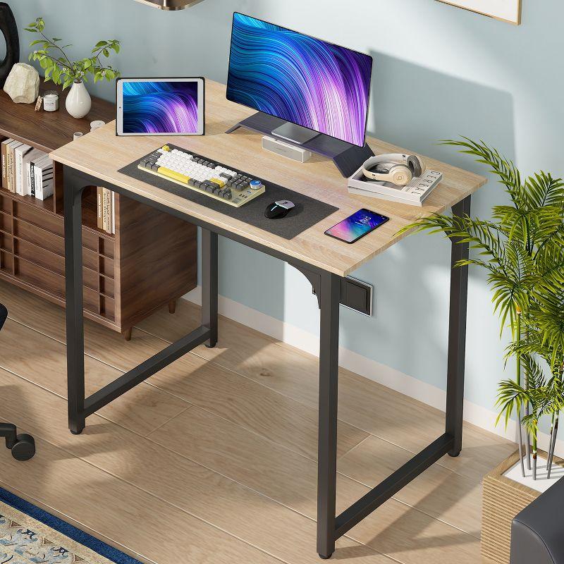 FDW Computer Desk 32 inch Length Study Writing Table Adjustable feet for Home Office, Nature