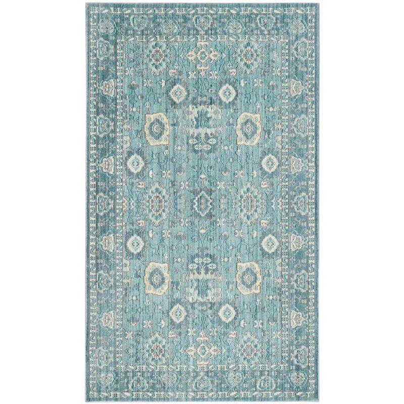 Alpine Blue 3'x5' Hand-Knotted Synthetic Reversible Area Rug