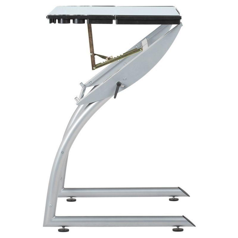 Inbox Zero Cournoyer Glass Top Metal Base Drafting Table