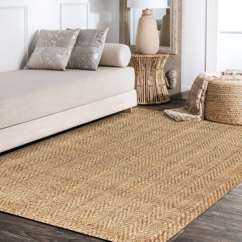 Espina Natural Jute Herringbone 4' x 6' Area Rug