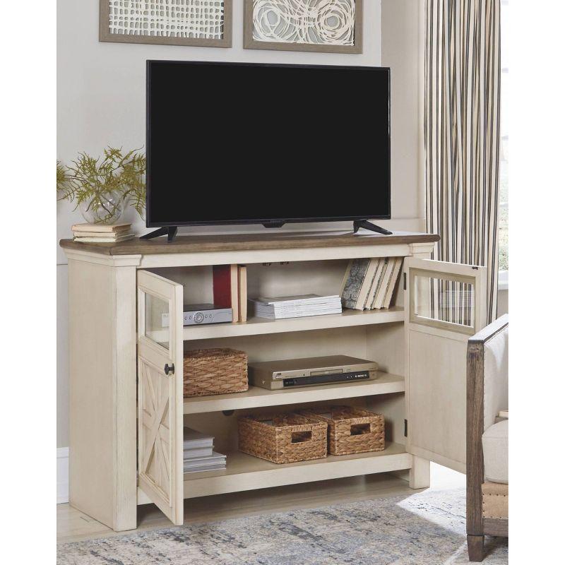 Signature Design by Ashley Bolanburg TV Stand for TVs up to 50" White: Mid-Century Modern Media Console with Cable Management