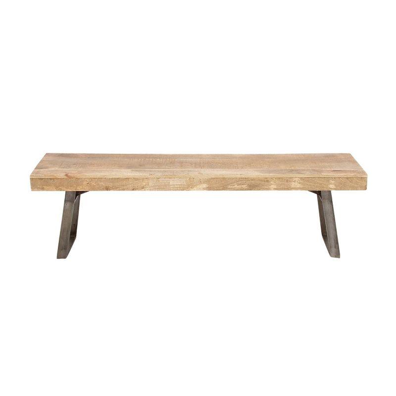Natural Solid Wood Bench Light Brown - Olivia & May: Rustic Entryway, 3-Person Seating