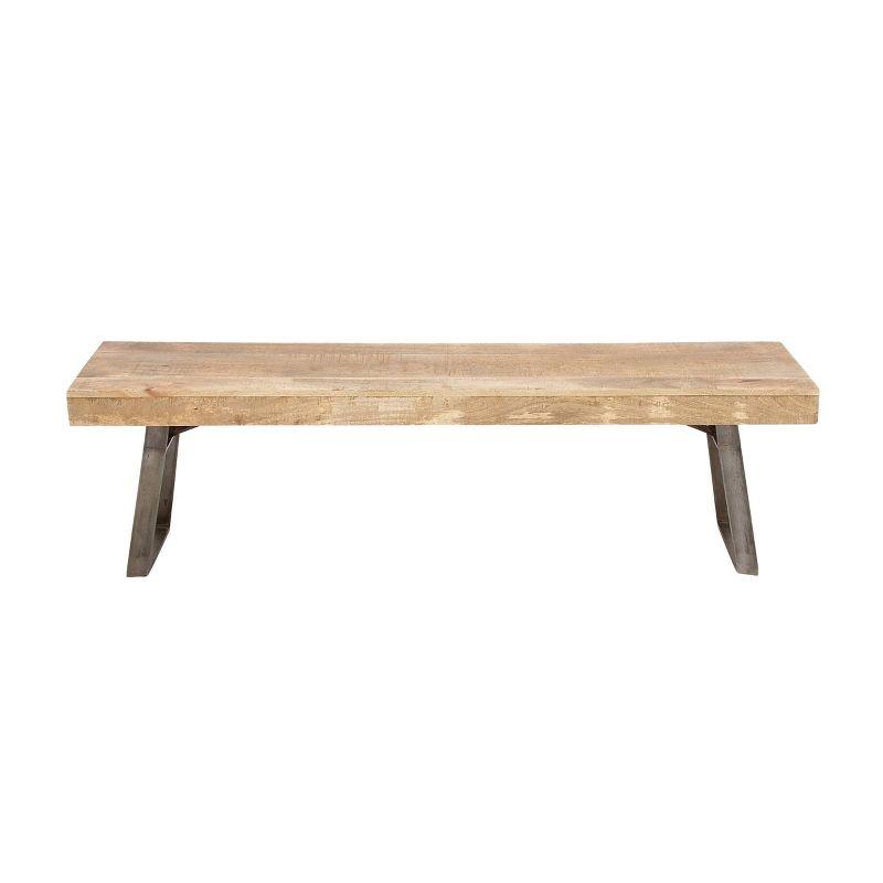 Olivia & May 68'' Light Brown Solid Mango Wood Bench