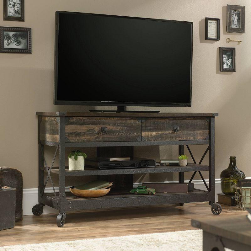 Industrial Carbon Oak TV Stand with Metal Frame for Up to 55" TVs