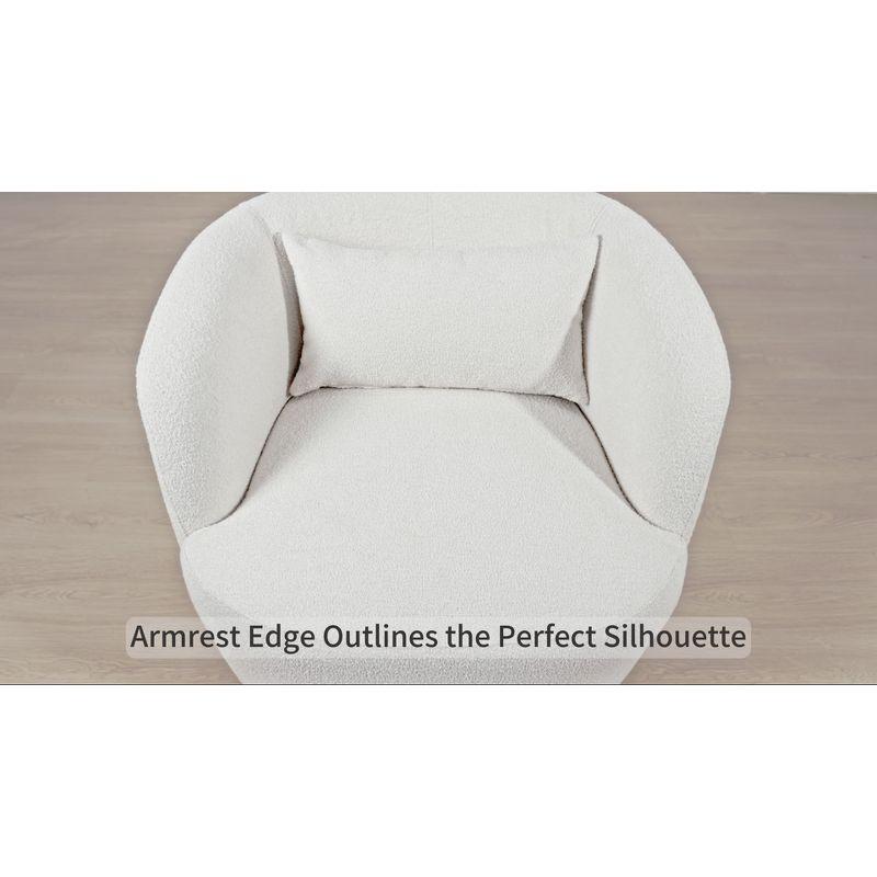 Boucle Upholstered Swivel Armchair Taupe - Kinwell: Pine Frame, 360° Metal Base, 300 lbs Capacity