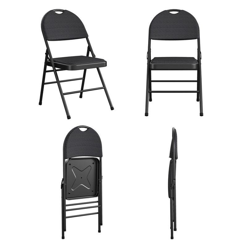COSCO COSCO Commercial XL Comfort Fabric Padded Metal Folding Chair, Triple Braced (Set of 4)