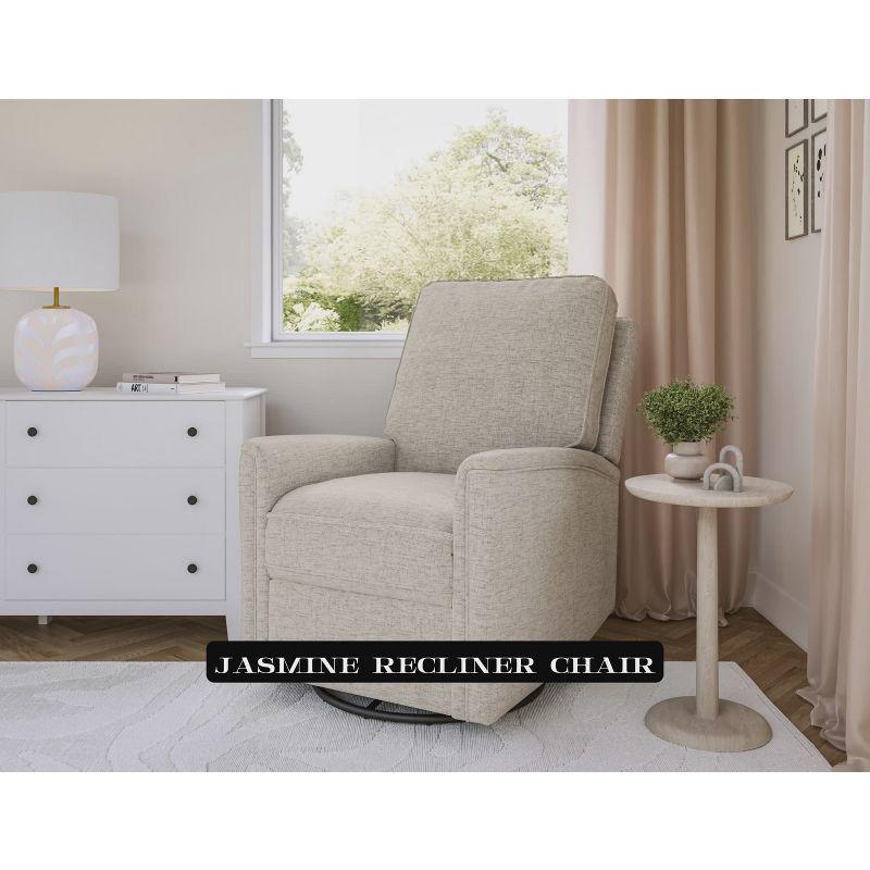 CorLiving Jasmine Swivel Glider Press-Back Recliner Chair Blue: Upholstered Polyester, Metal & Wood Frame, 300lb Capacity