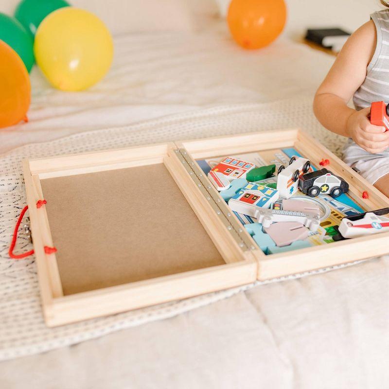 Wooden Town Play Set with Built-In Tracks