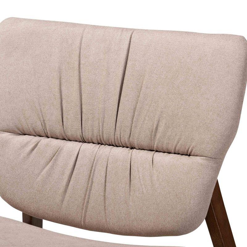 Benito Fabric Upholstered Wood Accent Chair Beige/Walnut Brown - Baxton Studio: Mid-Century Design, Foam Padded, Retro Legs